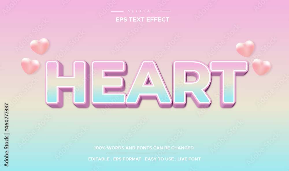 Editable text effect heart style Editable text effect heart style