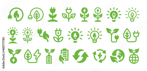 Set of eco icon. Renewable energy vector illustration. Environmentally Friendly symbols.