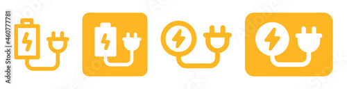 Charging battery icon set. Power energy symbol on graphic design.