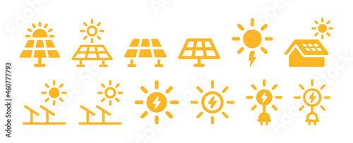 Solar panel icon set. Solar energy icon vector illustration. photo
