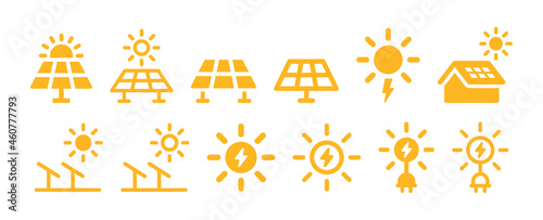 Solar panel icon set. Solar energy icon vector illustration.