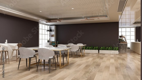 luxury wooden  restaurant 3d design interior for wall mockup © Ayyathullah Ahmad