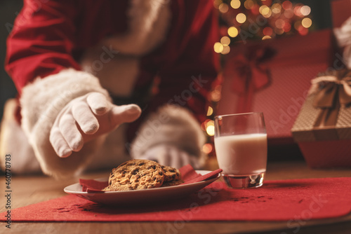 Fotografie, Obraz Santa Claus having a delicious snack