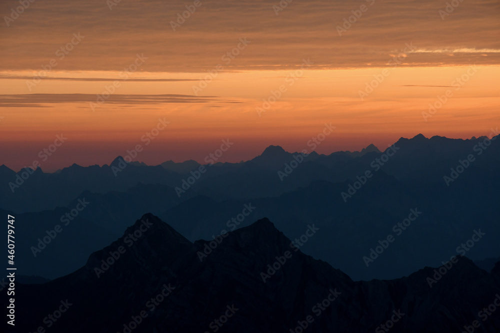 sunrise in the swiss alps