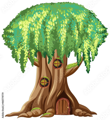 Fantasy huge tree on white background