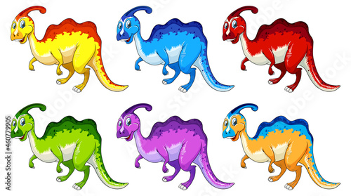 Set of Parasaurus dinosaur cartoon character photo