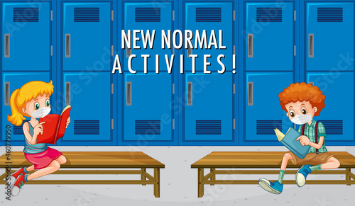 New Normal Activities with students keep social distancing in the classroom