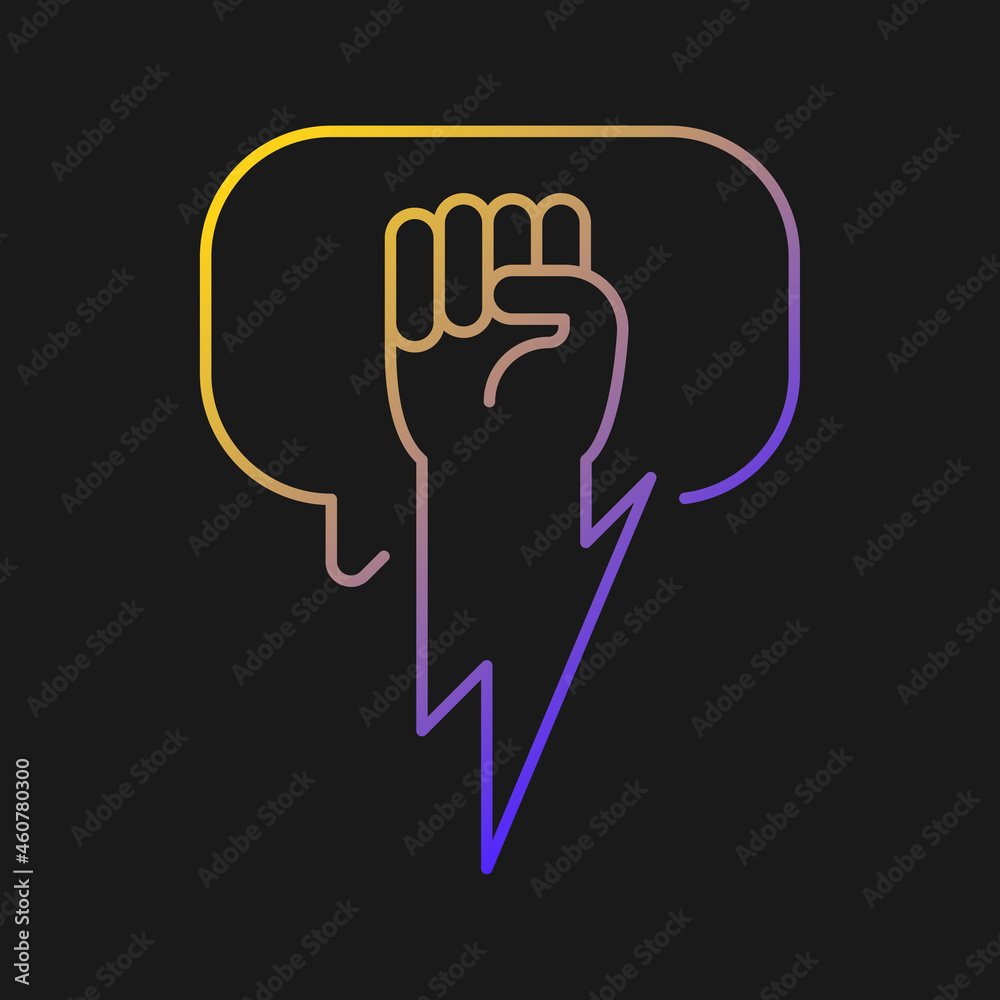 Using strong arguments vector icon for dark theme. Use solid argumentation during discussion. Convince opponent. Thin line color symbol. Modern style pictogram. Vector isolated outline drawing Using strong arguments vector icon for dark theme. Use solid argumentation during discussion. Convince opponent. Thin line color symbol. Modern style pictogram. Vector isolated outline drawing