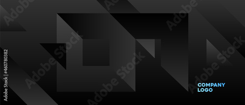 Horizontal black abstract banner with graphic elements. Vector illustration.