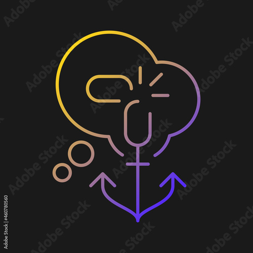 Getting rid of biases vector icon for dark theme. Intolerant attitude. Change mindset and decision making process. Thin line color symbol. Modern style pictogram. Vector isolated outline drawing