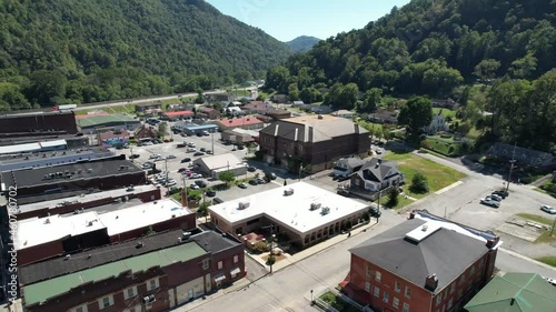 high aerial in pineville kentucky near the cumberland pass in bell county kentucky photo