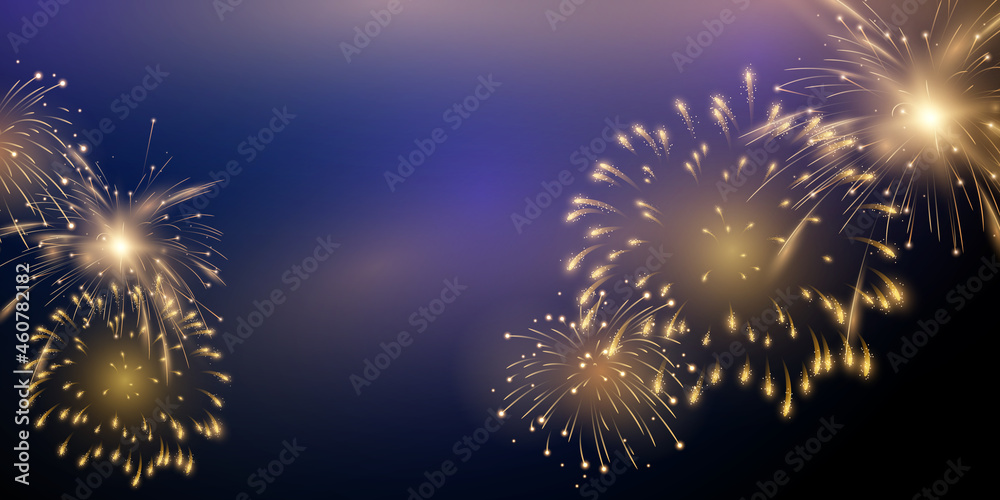 Fototapeta premium firework and christmas themed Celebration party 2022 Happy New Year background design.