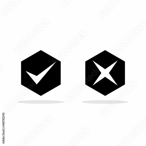 Check and wrong marks, Tick and cross marks, Accepted/Rejected, Approved/Disapproved, Yes/No, Right/Wrong, Green/Red, Correct/False, Ok/Not Ok - vector mark symbols. White outline design.