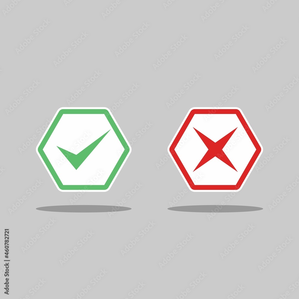 Check and wrong marks, Tick and cross marks, Accepted/Rejected, Approved/Disapproved, Yes/No, Right/Wrong, Green/Red, Correct/False, Ok/Not Ok - vector mark symbols in green and red. Isolated icon. Check and wrong marks, Tick and cross marks, Accepted/Rejected, Approved/Disapproved, Yes/No, Right/Wrong, Green/Red, Correct/False, Ok/Not Ok - vector mark symbols in green and red. Isolated icon.