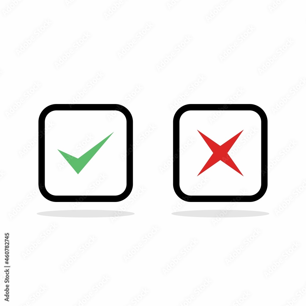 Check and wrong marks, Tick and cross marks, Accepted/Rejected, Approved/Disapproved, Yes/No, Right/Wrong, Green/Red, Correct/False, Ok/Not Ok - vector mark symbols in green and red. Isolated icon. Check and wrong marks, Tick and cross marks, Accepted/Rejected, Approved/Disapproved, Yes/No, Right/Wrong, Green/Red, Correct/False, Ok/Not Ok - vector mark symbols in green and red. Isolated icon.