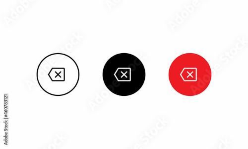 Delete Backspace Keyboard Key Icon Vector Set in Circle Shapes