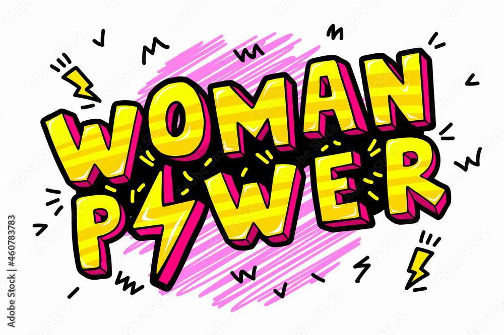 Fototapeta premium Woman Power quote lettering illustration for print, brochure, greeting card, bag, clothing.