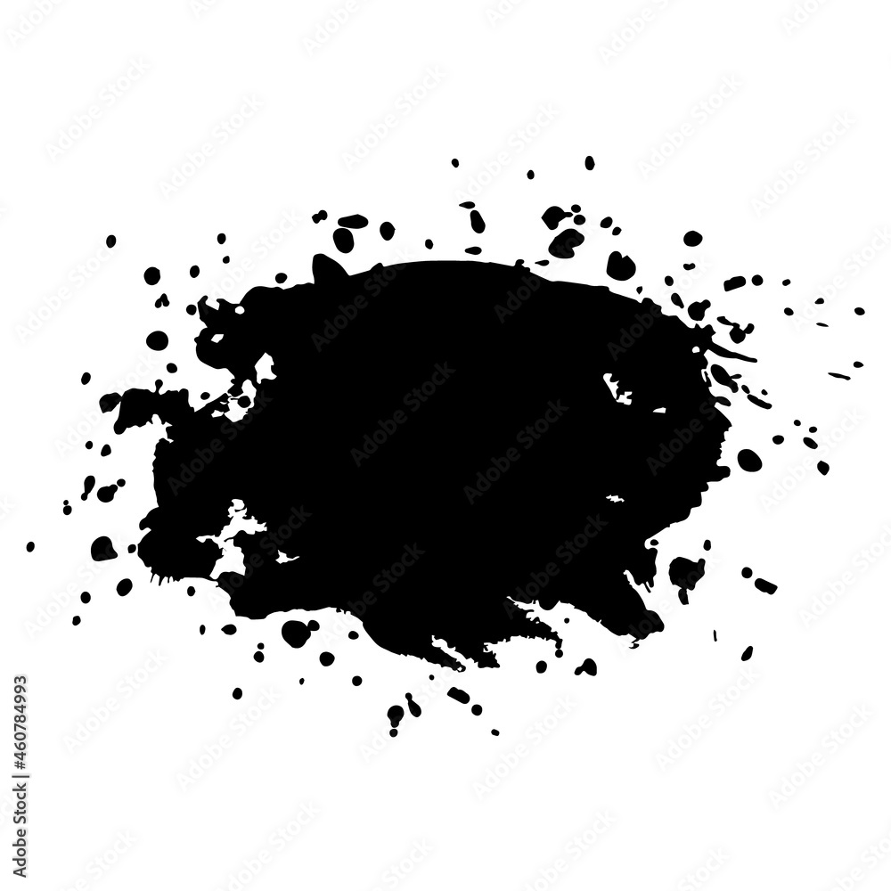 Grunge ink blot with streaks,splashes,spots,dots,streaks.Abstract spot.Splatters of paint, watercolor for Rorschach Test.Use for the design of postcards,banners,posters. Isolated.Vector illustration