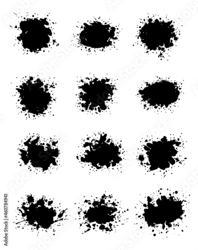 Grunge ink blot with streaks splashes spots dots streaks.Abstract spot.Splatters of paint  watercolor for Rorschach Test.Use for the design of postcards banners posters. Isolated.Vector illustration