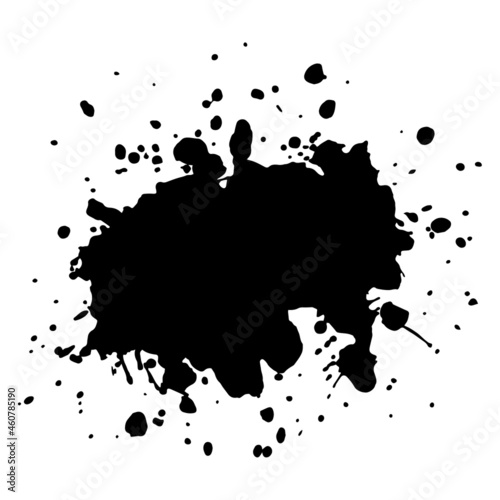Grunge ink blot with streaks,splashes,spots,dots,streaks.Abstract spot.Splatters of paint, watercolor for Rorschach Test.Use for the design of postcards,banners,posters. Isolated.Vector illustration