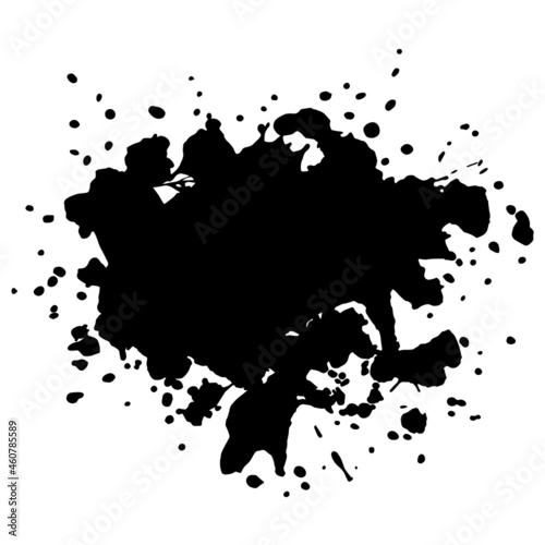 Grunge ink blot with streaks,splashes,spots,dots,streaks.Abstract spot.Splatters of paint, watercolor for Rorschach Test.Use for the design of postcards,banners,posters. Isolated.Vector illustration