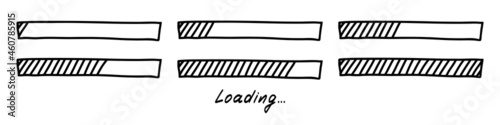 Doodle loading bar, hand drawn vector progress animation