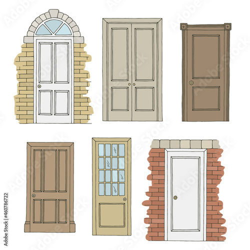Doors set graphic color isolated sketch illustration vector