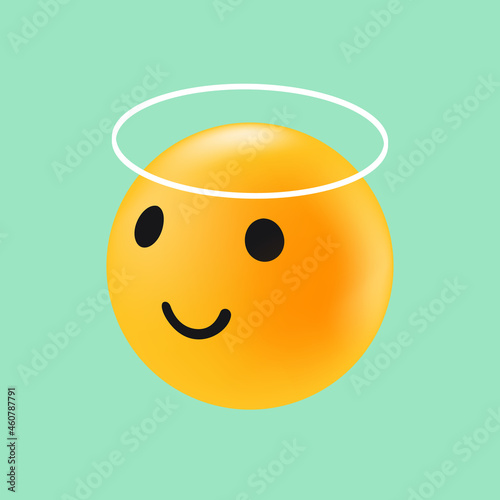 Angel Emotion Face. Kind Reaction in Social Media. Isolated Smiling Face. Vector illustration