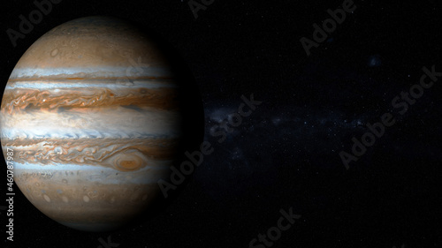 Jupiter, isolated on black. A comparison between the planets Earth and Jupiter on a clean black background. This image elements furnished by NASA