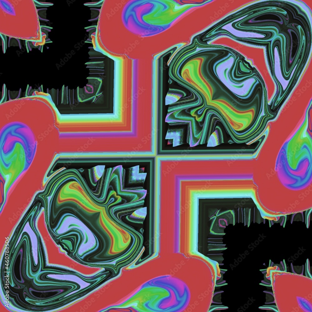 Naklejka premium Abstract energy glitch mirror art cyber digital background with lines and liquid fluid elements. Motion poster music cover rgb creative graphic artwork.