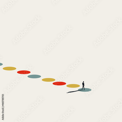 Business path and milestones vector concept. Symbol of project management, challenge, leadership. Minimal illustration