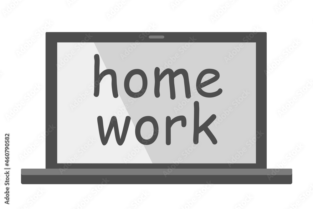 Vector Silhouette Icon - Laptop Computer. Work at home. Modern flat style vector illustration isolated on a white background. Vector Silhouette Icon - Laptop Computer. Work at home. Modern flat style vector illustration isolated on a white background.