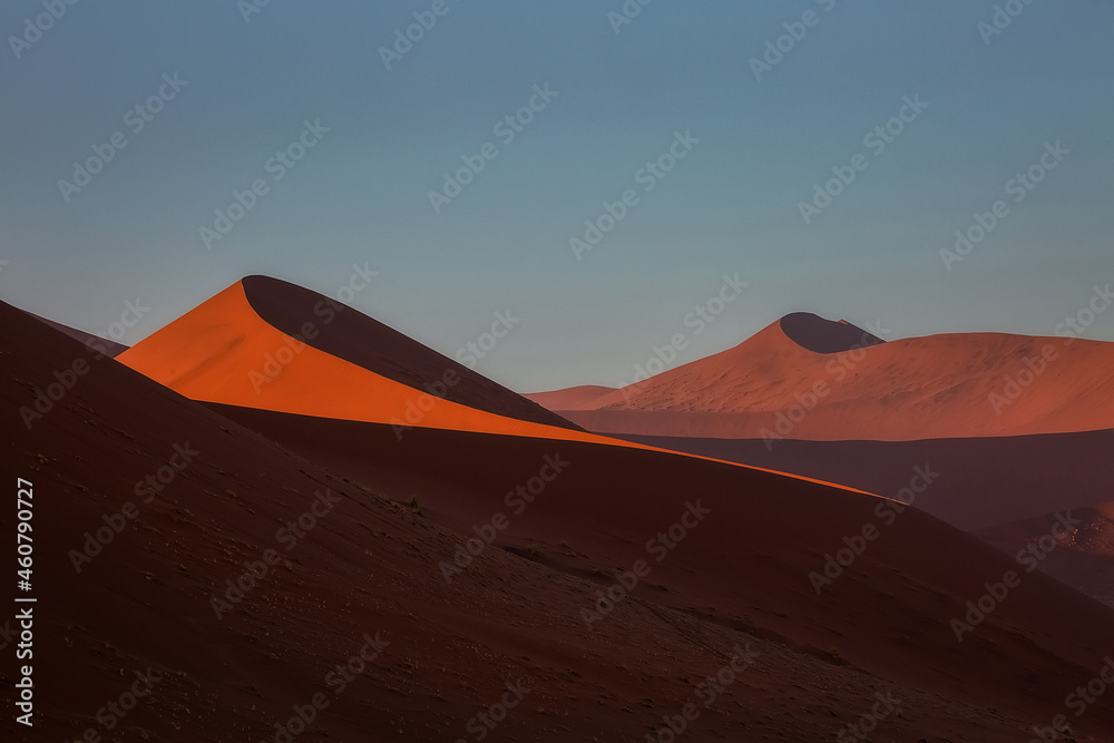 Sunrise on the beautiful dunes of the Namib Desert, Sossusflei, Namibia,  Africa