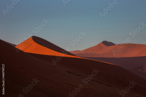 Sunrise on the beautiful dunes of the Namib Desert  Sossusflei  Namibia   Africa