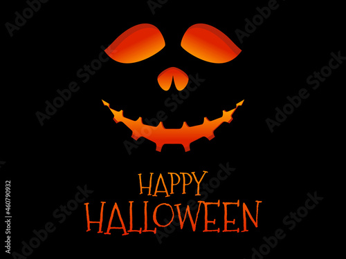 Happy Halloween scary pumpkin face. Halloween Jack O Lantern. Glowing lantern with a pumpkin face. Design a template for invitations, leaflets and greeting cards. Vector illustration