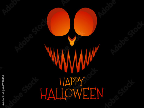 Happy Halloween scary pumpkin face. Halloween Jack O Lantern. Glowing lantern with a pumpkin face. Design a template for invitations, leaflets and greeting cards. Vector illustration