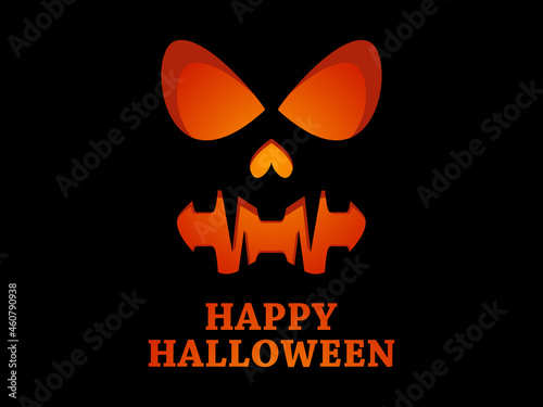 Happy Halloween scary pumpkin face. Halloween Jack O Lantern. Glowing lantern with a pumpkin face. Design a template for invitations, leaflets and greeting cards. Vector illustration