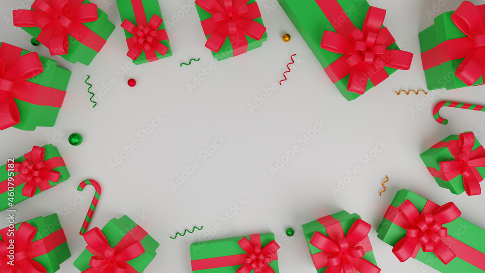 3d illustration merry christmas concept background with gift box