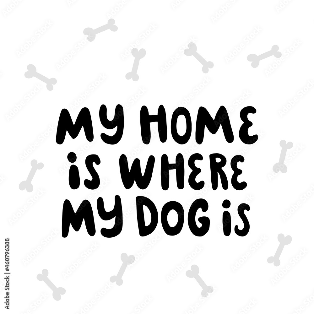 vector illustration of cute dog and lettering text vector illustration of cute dog and lettering text