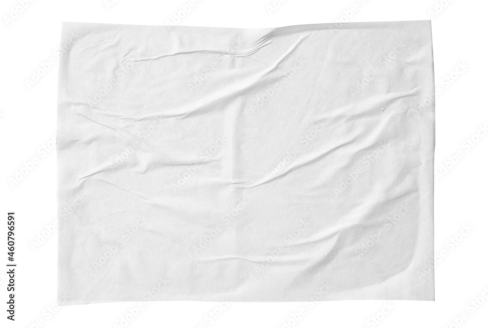 Blank white crumpled and creased paper poster texture isolated on white background Blank white crumpled and creased paper poster texture isolated on white background