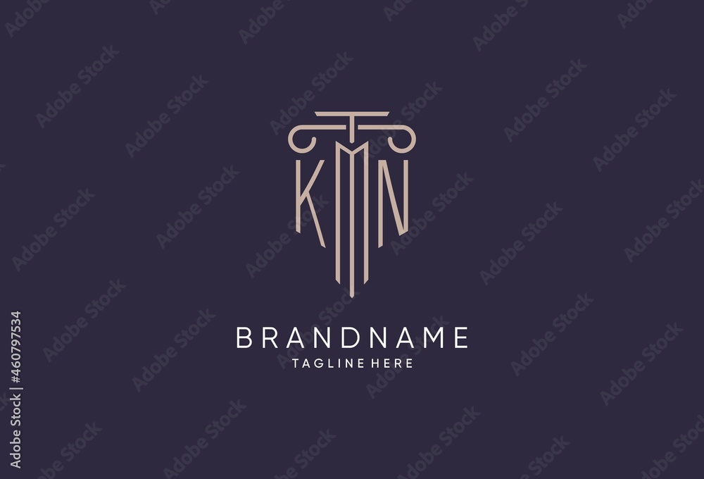 KN logo initial pillar design with luxury modern style best design for ...