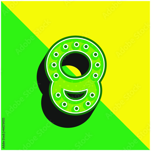 Baby Rattles Pair Green and yellow modern 3d vector icon logo