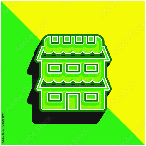 Appartment Green and yellow modern 3d vector icon logo