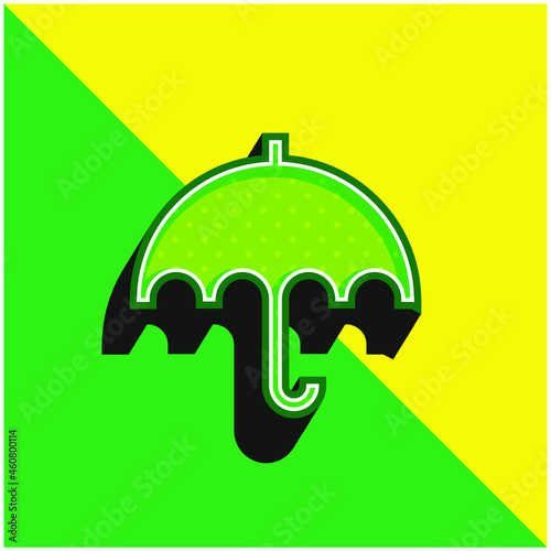 Black Umbrella Green and yellow modern 3d vector icon logo
