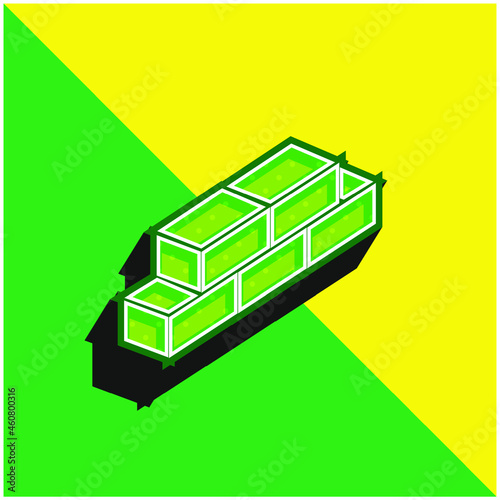 Bricks Green and yellow modern 3d vector icon logo