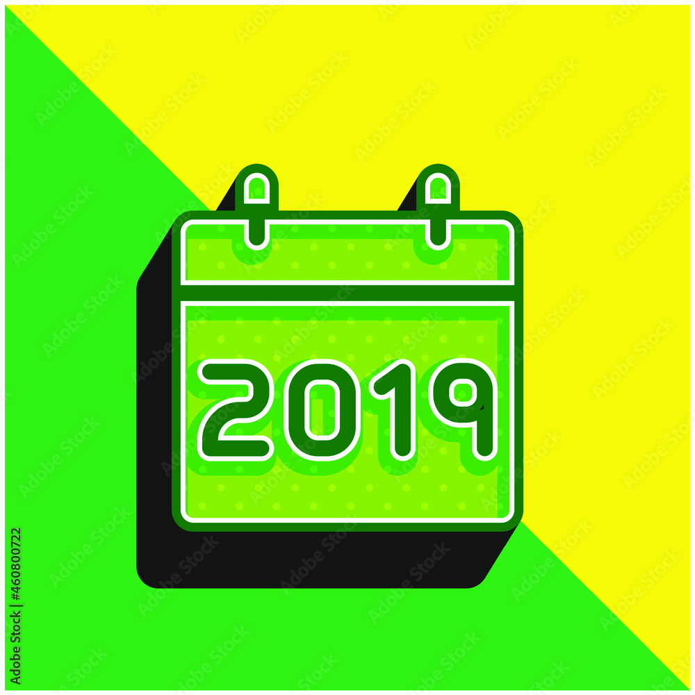 2019 Green and yellow modern 3d vector icon logo 2019 Green and yellow modern 3d vector icon logo