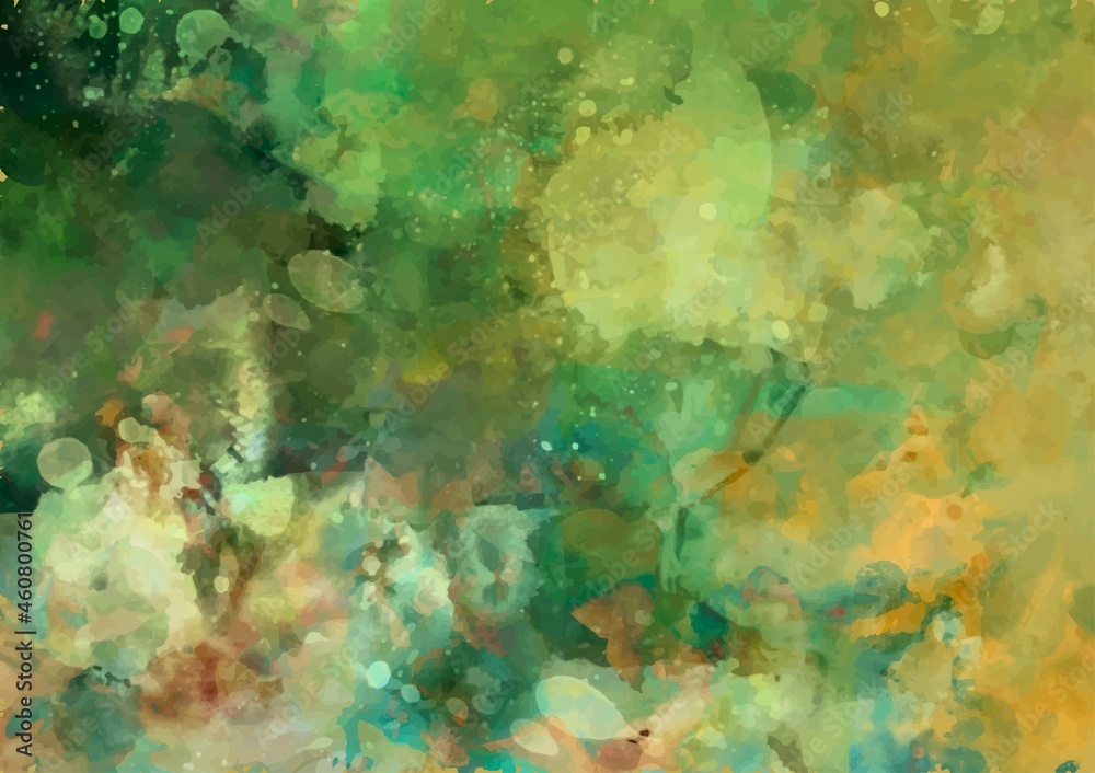 Fototapeta premium 緑色の幻想的なキラキラ水彩テクスチャ背景 