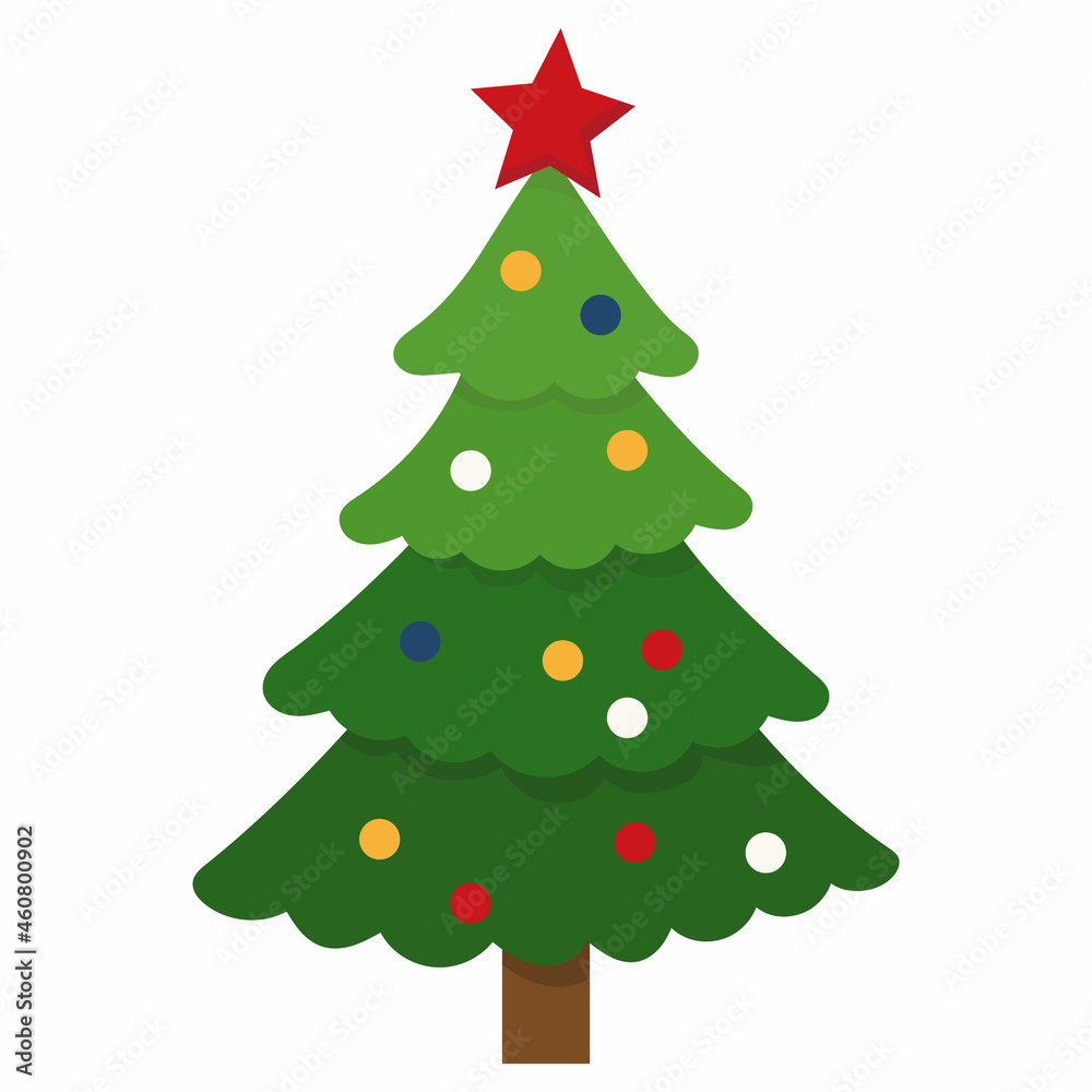 christmas tree in flat style vector, isolated christmas tree in flat style vector, isolated