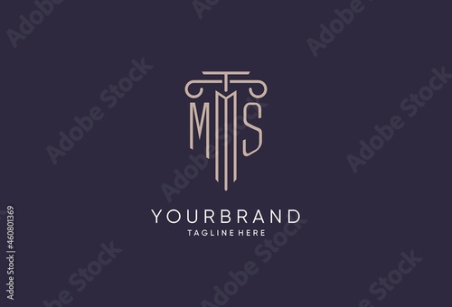 MS logo initial pillar design with luxury modern style best design for legal firm