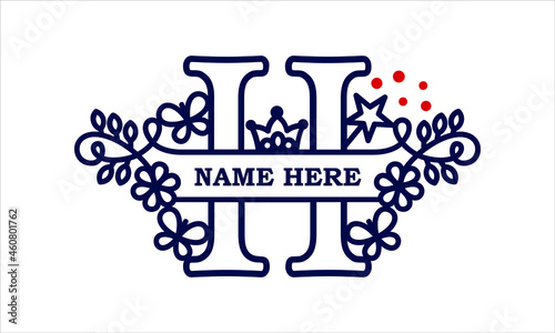H Alphabet girl split royal abstract monogram vector logo template